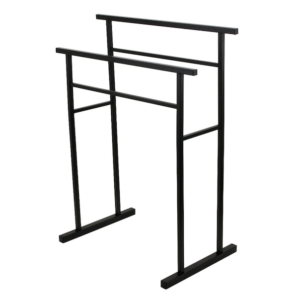 Pedestal Steel Construction Towel Rack, Matte Black